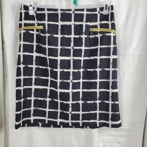 Cato Size 12 Black & White Windowpane Plaid Pencil Skirt